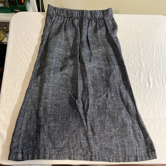 FLAX Linen Skirt in Navy Blue and White Weave in Size P - Picture 4 of 9